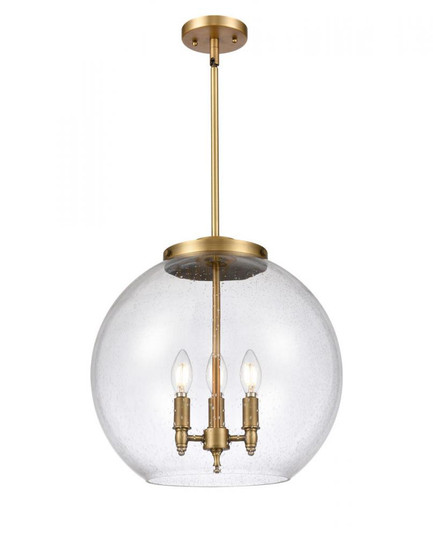 Athens - 3 Light - 16 inch - Brushed Brass - Stem hung - Pendant (3442|221-3S-BB-G124-16)