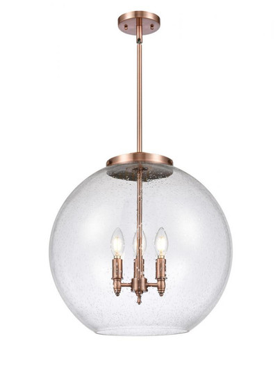 Athens - 3 Light - 18 inch - Antique Copper - Cord hung - Pendant (3442|221-3S-AC-G124-18)