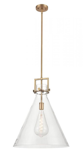 Newton Cone - 1 Light - 18 inch - Brushed Brass - Stem hung - Pendant (3442|411-1S-BB-18CL)