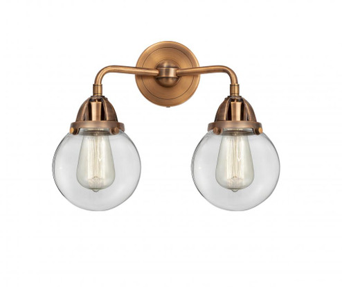 Beacon - 2 Light - 14 inch - Antique Copper - Bath Vanity Light (3442|288-2W-AC-G202-6-LED)