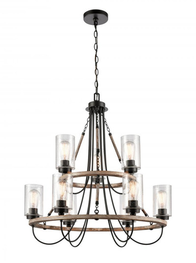 Paladin - 9 Light - 32 inch - Matte Black - Chain Hung - Chandelier (3442|442-9CR-BK-G4424-LED)