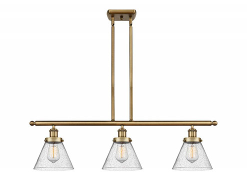 Cone - 3 Light - 36 inch - Brushed Brass - Stem Hung - Island Light (3442|916-3I-BB-G44)