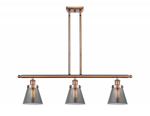Cone - 3 Light - 36 inch - Antique Copper - Stem Hung - Island Light (3442|916-3I-AC-G63-LED)