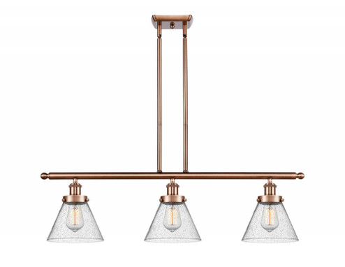 Cone - 3 Light - 36 inch - Antique Copper - Stem Hung - Island Light (3442|916-3I-AC-G44-LED)
