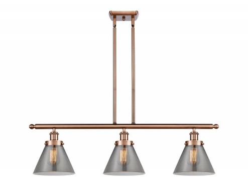 Cone - 3 Light - 36 inch - Antique Copper - Stem Hung - Island Light (3442|916-3I-AC-G43-LED)