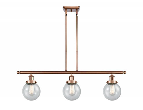 Beacon - 3 Light - 36 inch - Antique Copper - Stem Hung - Island Light (3442|916-3I-AC-G204-6)