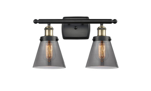 Cone - 2 Light - 16 inch - Black Antique Brass - Bath Vanity Light (3442|916-2W-BAB-G63-LED)