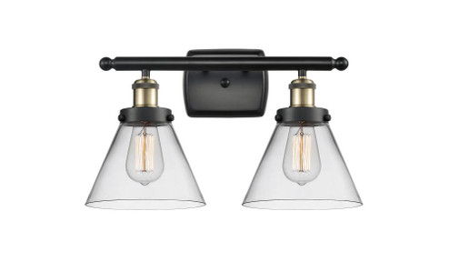 Cone - 2 Light - 18 inch - Black Antique Brass - Bath Vanity Light (3442|916-2W-BAB-G42-LED)