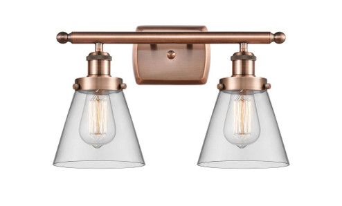 Cone - 2 Light - 16 inch - Antique Copper - Bath Vanity Light (3442|916-2W-AC-G62-LED)