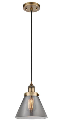Cone - 1 Light - 8 inch - Brushed Brass - Cord hung - Mini Pendant (3442|916-1P-BB-G43)