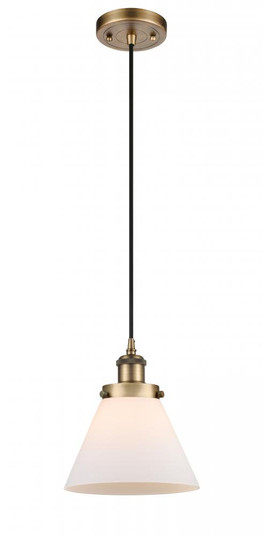 Cone - 1 Light - 8 inch - Brushed Brass - Cord hung - Mini Pendant (3442|916-1P-BB-G41)