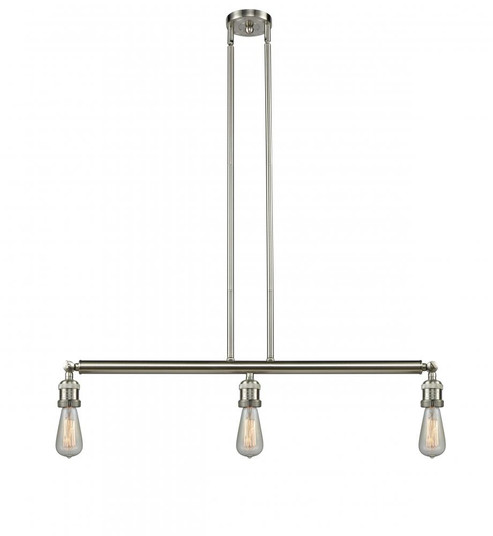 Bare Bulb - 3 Light - 38 inch - Brushed Satin Nickel - Stem Hung - Island Light (3442|213-SN-LED)