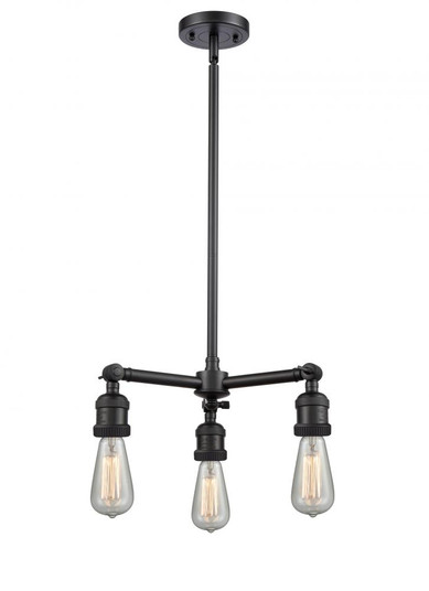 Bare Bulb - 3 Light - 15 inch - Matte Black - Stem Hung - Chandelier (3442|207-BK-LED)