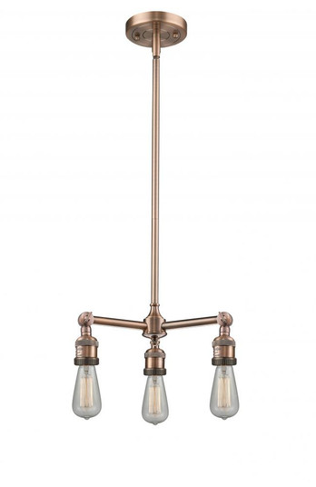 Bare Bulb - 3 Light - 15 inch - Antique Copper - Stem Hung - Chandelier (3442|207-AC-LED)
