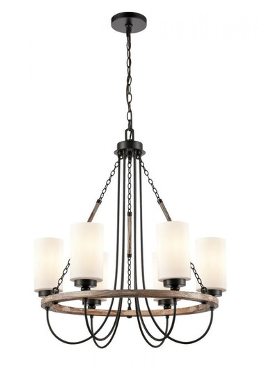 Paladin - 6 Light - 25 inch - Matte Black - Chain Hung - Chandelier (3442|442-6CR-BK-W)