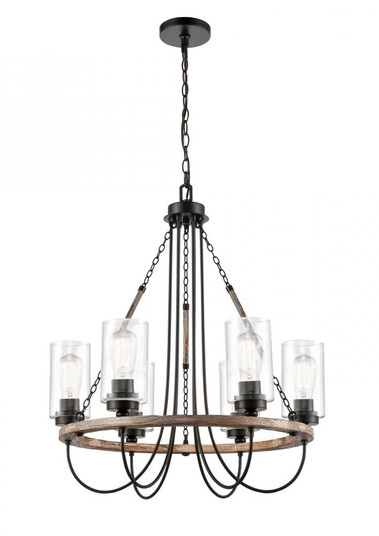 Paladin - 6 Light - 25 inch - Matte Black - Chain Hung - Chandelier (3442|442-6CR-BK-CL)