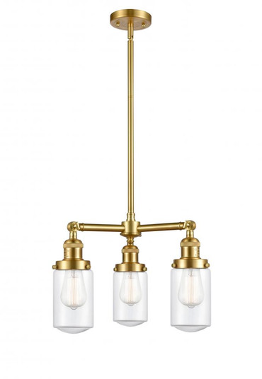 Dover - 3 Light - 17 inch - Satin Gold - Stem Hung - Chandelier (3442|207-SG-G312)