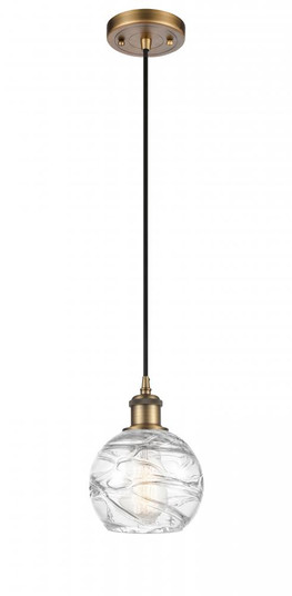 Athens Deco Swirl - 1 Light - 6 inch - Brushed Brass - Cord hung - Mini Pendant (3442|516-1P-BB-G1213-6-LED)