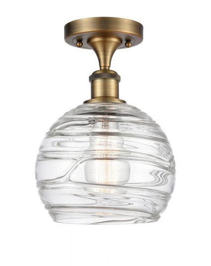 Athens Deco Swirl - 1 Light - 8 inch - Brushed Brass - Semi-Flush Mount (3442|516-1C-BB-G1213-8)