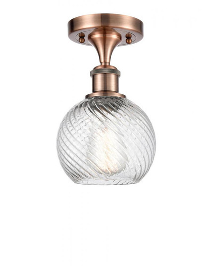 Small Twisted Swirl 1 Light Semi-Flush Mount part of the Ballston Collection (3442|516-1C-AC-G1214-6-LED)