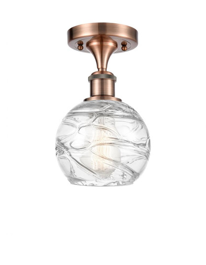 Athens Deco Swirl - 1 Light - 6 inch - Antique Copper - Semi-Flush Mount (3442|516-1C-AC-G1213-6-LED)