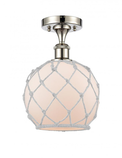 Farmhouse Rope - 1 Light - 8 inch - Polished Nickel - Semi-Flush Mount (3442|516-1C-PN-G121-8RW)