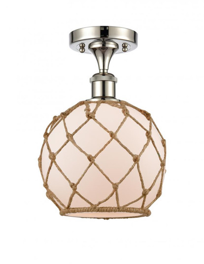 Farmhouse Rope - 1 Light - 8 inch - Polished Nickel - Semi-Flush Mount (3442|516-1C-PN-G121-8RB)