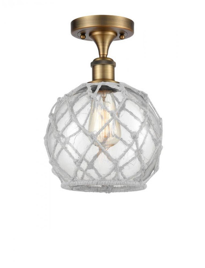 Farmhouse Rope - 1 Light - 8 inch - Brushed Brass - Semi-Flush Mount (3442|516-1C-BB-G122-8RW-LED)