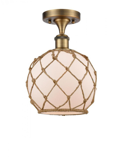 Farmhouse Rope - 1 Light - 8 inch - Brushed Brass - Semi-Flush Mount (3442|516-1C-BB-G121-8RB-LED)