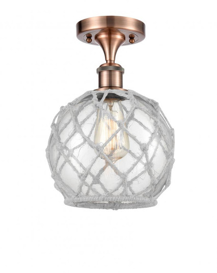Farmhouse Rope - 1 Light - 8 inch - Antique Copper - Semi-Flush Mount (3442|516-1C-AC-G122-8RW-LED)