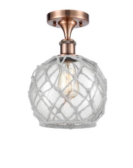 Farmhouse Rope - 1 Light - 8 inch - Antique Copper - Semi-Flush Mount (3442|516-1C-AC-G122-8RW)