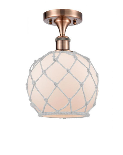 Farmhouse Rope - 1 Light - 8 inch - Antique Copper - Semi-Flush Mount (3442|516-1C-AC-G121-8RW)