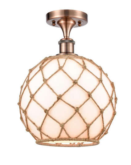 Farmhouse Rope - 1 Light - 10 inch - Antique Copper - Semi-Flush Mount (3442|516-1C-AC-G121-10RB-LED)