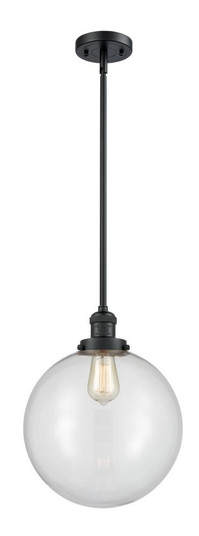 Beacon - 1 Light - 12 inch - Matte Black - Stem Hung - Mini Pendant (3442|201S-BK-G202-12)