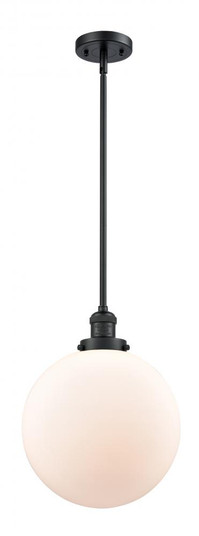 Beacon - 1 Light - 12 inch - Matte Black - Stem Hung - Mini Pendant (3442|201S-BK-G201-12)