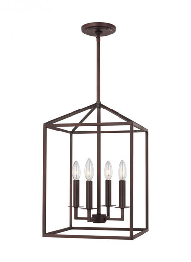 Perryton transitional 4-light indoor dimmable small ceiling pendant hanging chandelier light in bron (38|5215004-710)