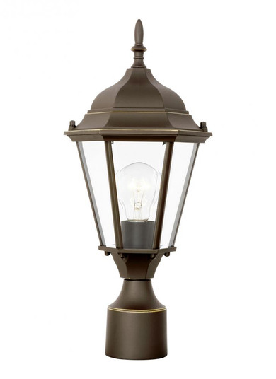 Bakersville traditional 1-light outdoor exterior post lantern in antique bronze finish with satin et (38|82941-71)