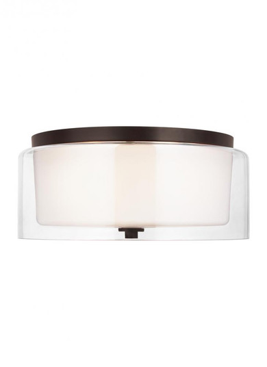 Elmwood Park traditional 2-light LED indoor dimmable ceiling semi-flush mount in bronze finish with (38|7537302EN3-710)