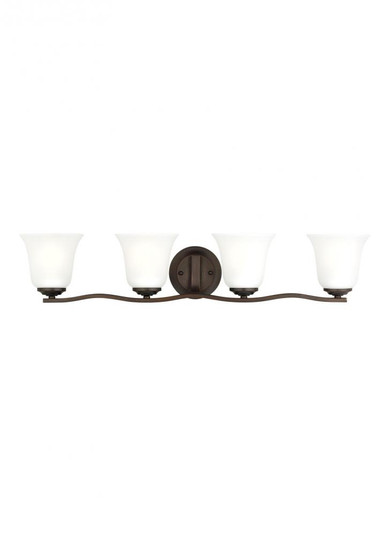 Emmons traditional 4-light LED indoor dimmable bath vanity wall sconce in bronze finish with satin e (38|4439004EN3-710)