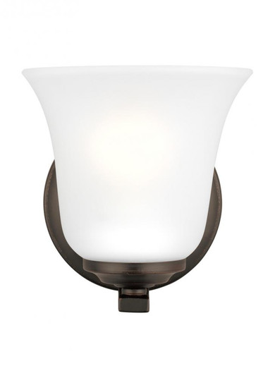 Emmons traditional 1-light LED indoor dimmable bath vanity wall sconce in bronze finish with satin e (38|4139001EN3-710)