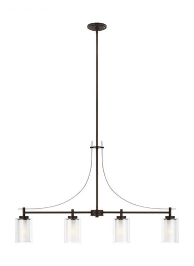 Elmwood Park traditional 4-light LED indoor dimmable linear ceiling chandelier pendant light in bron (38|6637304EN3-710)