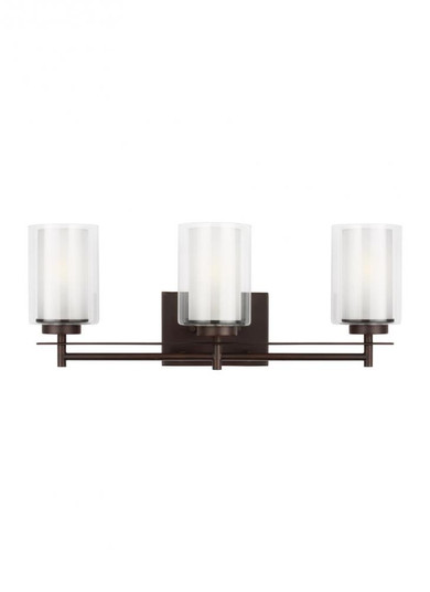 Elmwood Park traditional 3-light LED indoor dimmable bath vanity wall sconce in bronze finish with s (38|4437303EN3-710)