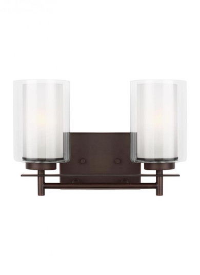Elmwood Park traditional 2-light LED indoor dimmable bath vanity wall sconce in bronze finish with s (38|4437302EN3-710)