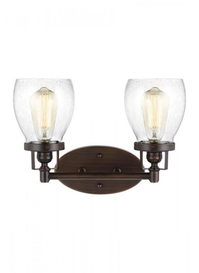 Belton transitional 2-light indoor dimmable bath vanity wall sconce in bronze finish with clear seed (38|4414502-710)