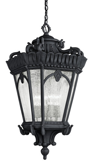 Tournai 33.5'' 4 Light Outdoor Pendant Light with Clear Seeded Glass in Textured Black (10687|9564BKT)
