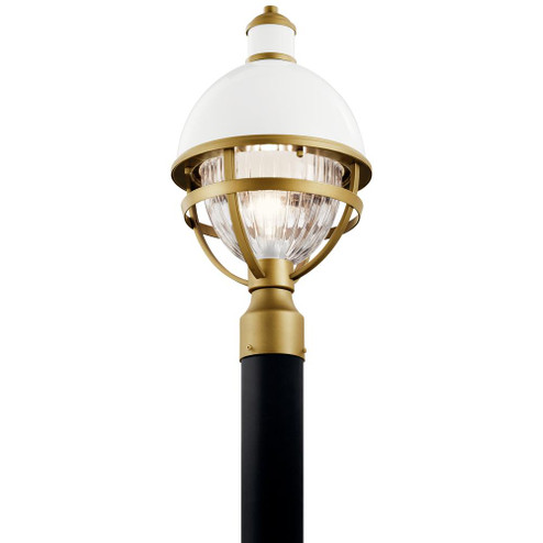 Tollis™ 18'' 1 Light Post Light with Clear Ribbed Glass White and Natural Brass (10687|59052WH)