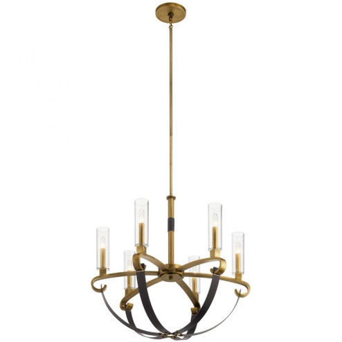 Artem 26'' 6 Light Chandelier with Clear Glass Cylinders in Natural Brass (10687|52015NBR)