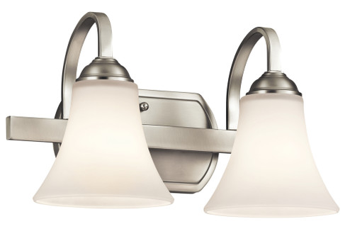 Keiran 14'' 2 Light Vanity Light with Satin Etched White Glass in Brushed Nickel (10687|45512NI)