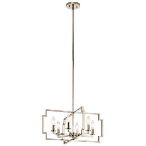 Downtown Deco 6 Light Convertible Chandelier Polished Nickel (10687|44128PN)