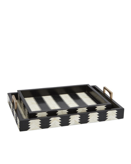 Arrow Black & White Tray Set of 2 (92|1200-0451)